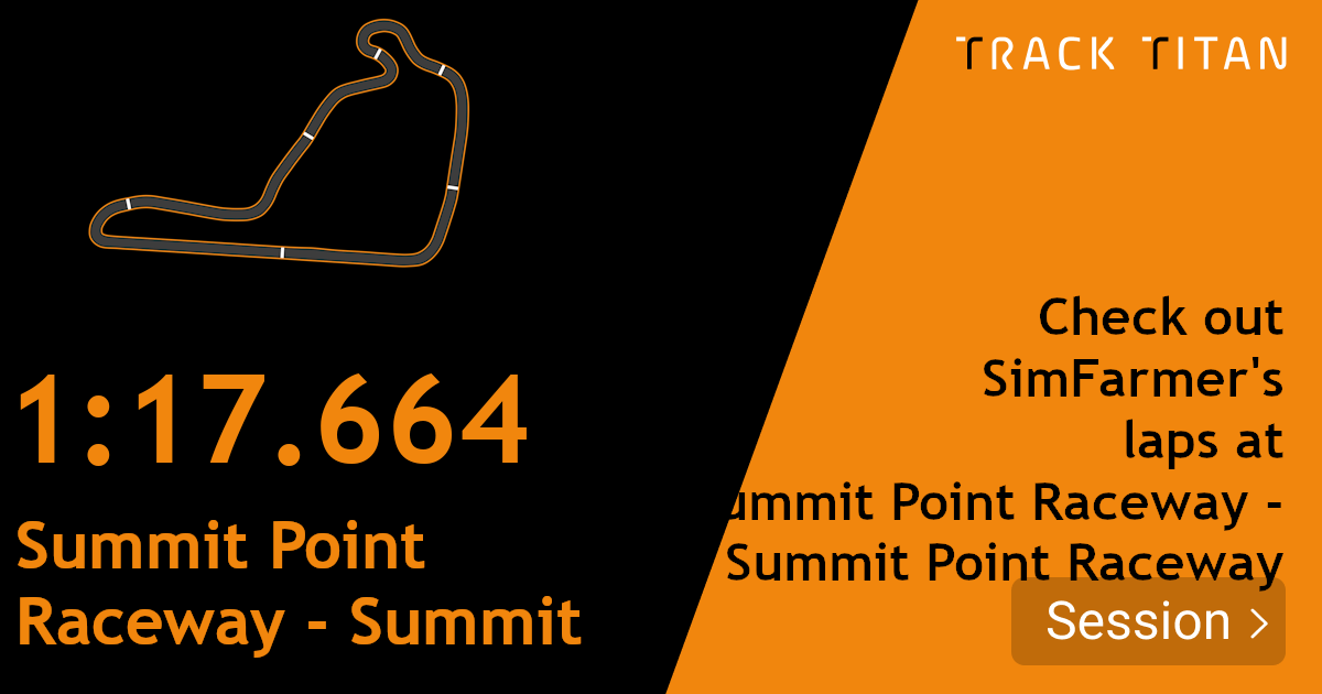 SimFarmer set a 1:17.664 around Summit Point Raceway - Summit Point Raceway